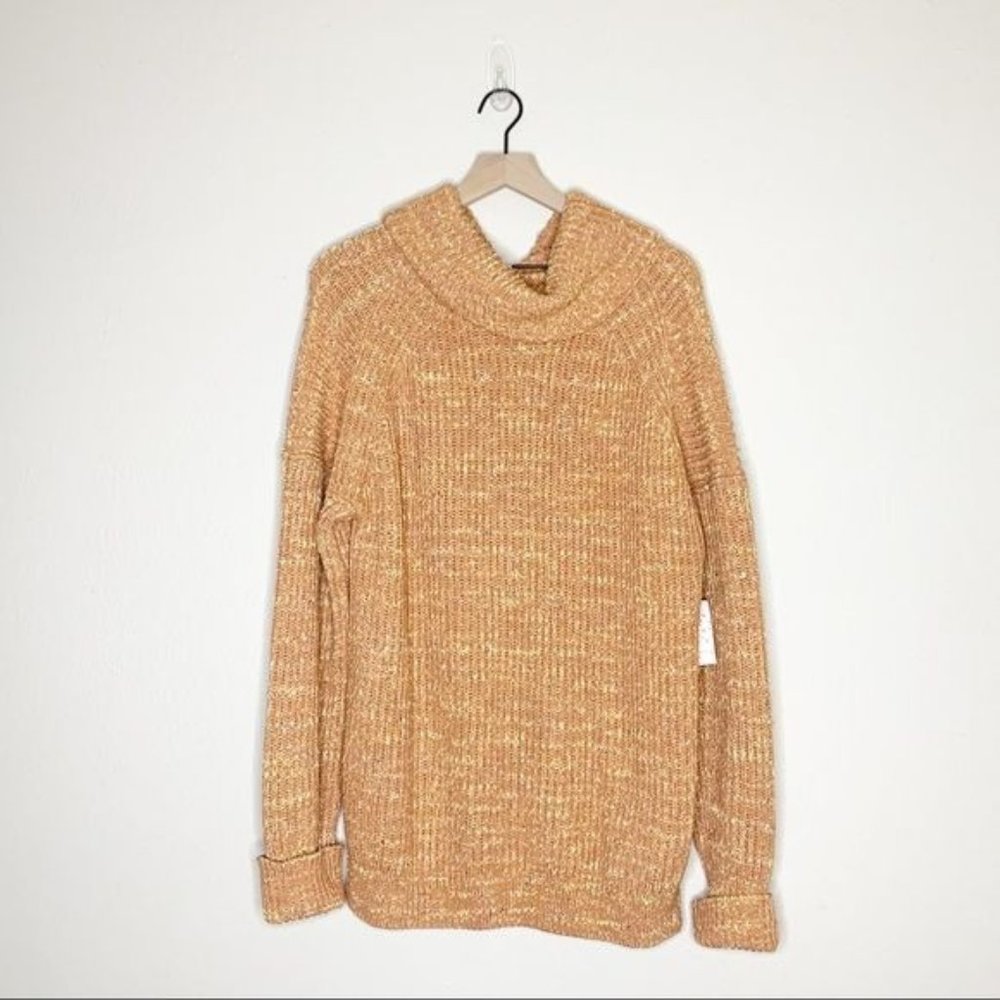 NWT Free People Leo Long Sleeve Cowl Neck Knit Tunic Sweater Petal Combo Small - Picture 3 of 11